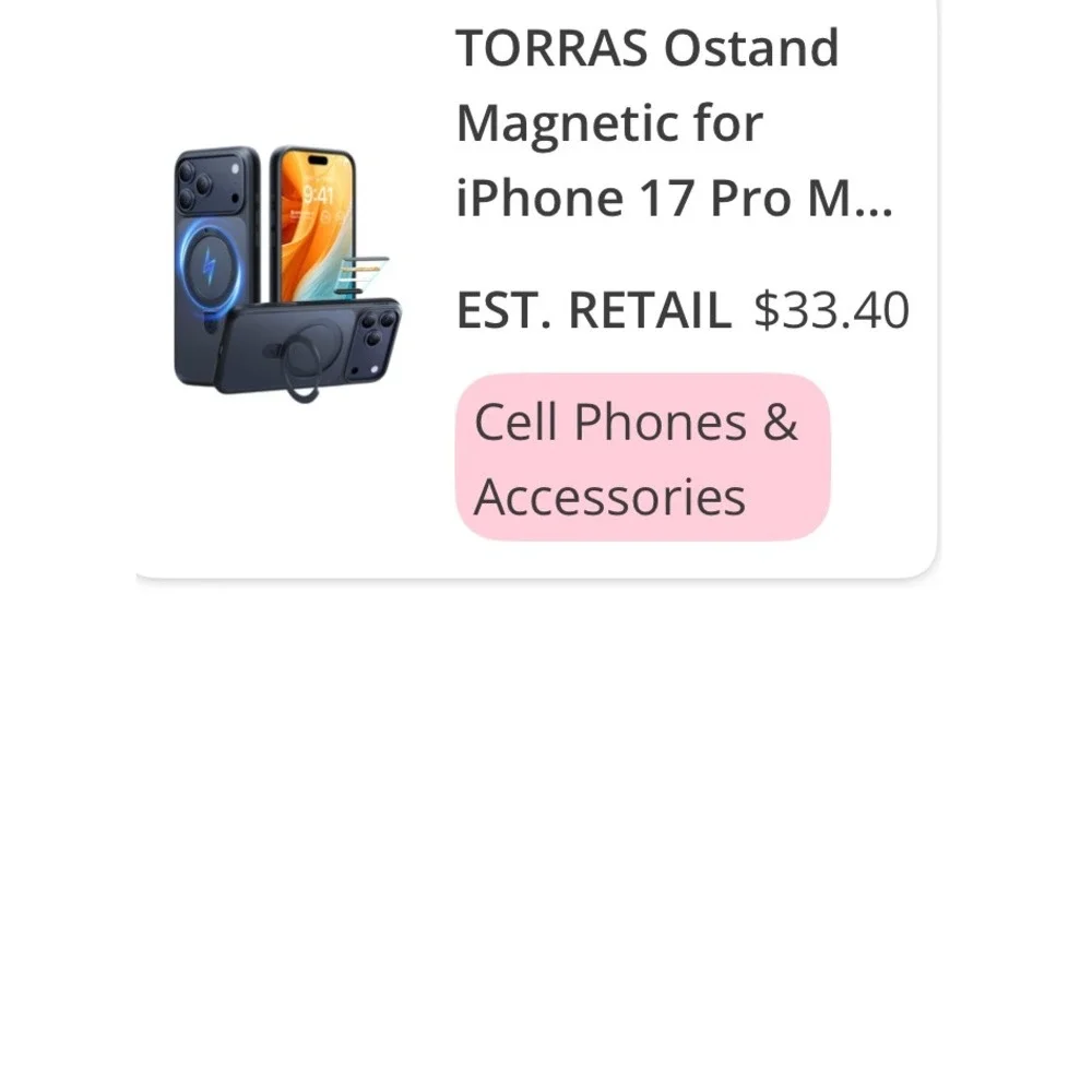 TORRAS Ostand Magnetic Stand Case for iPhone 17Pro‎ Max Black